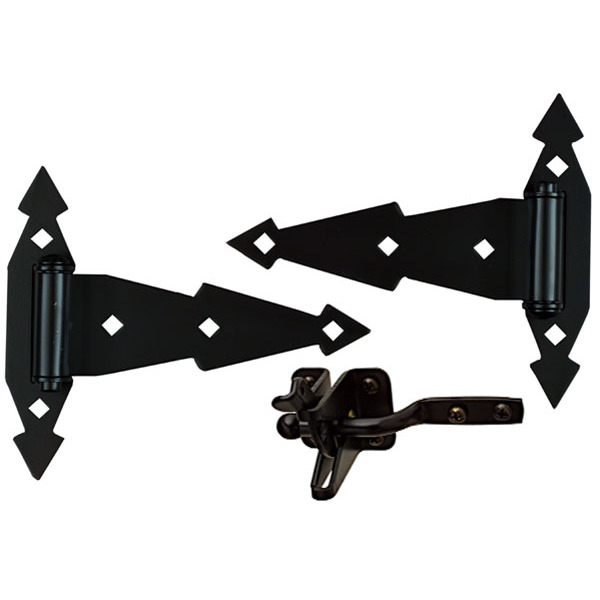 National N243-899  Black Finish Gate Kit Includes 2 Hinges & 1 Latch
