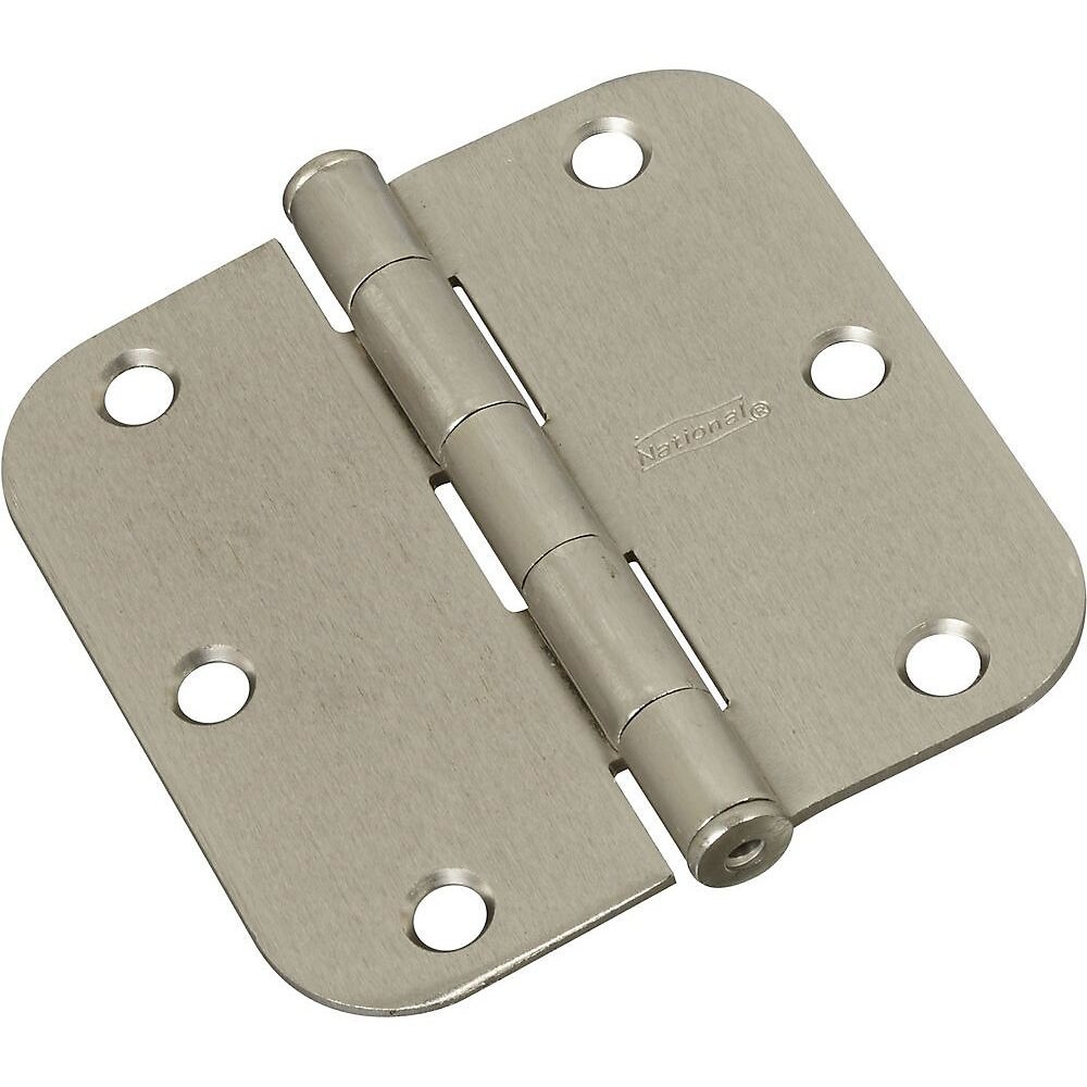 National N830-242  3-1/2" Round Corner Door Hinge - Satin Nickel  (SPB512R5/8)