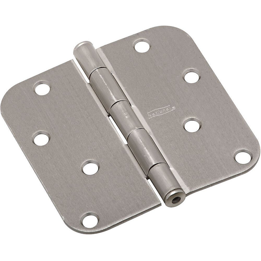 National N830-243  4" Round Corner Door Hinge - Satin Nickel (SPB512R5/8)