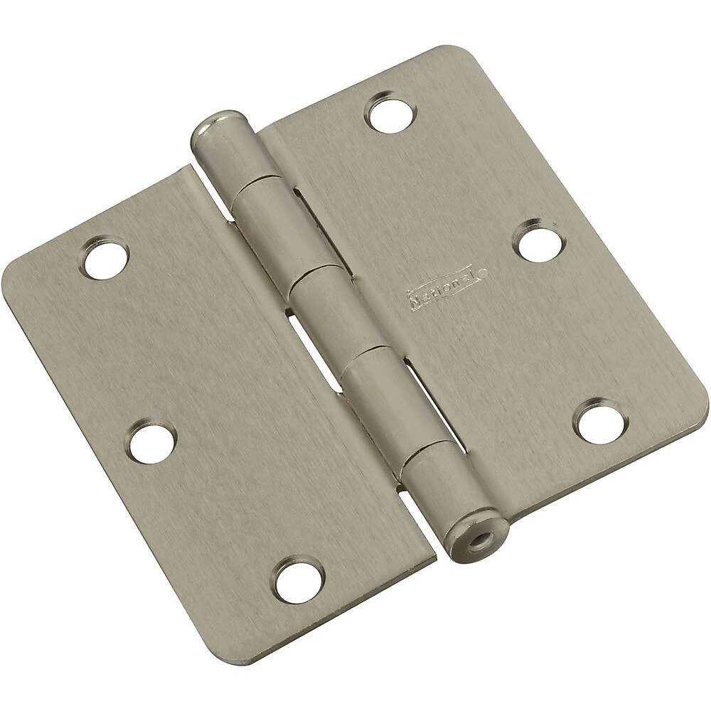 National N830-245  3-1/2" Round Corner Door Hinge - Satin Nickel (SPB512RC)
