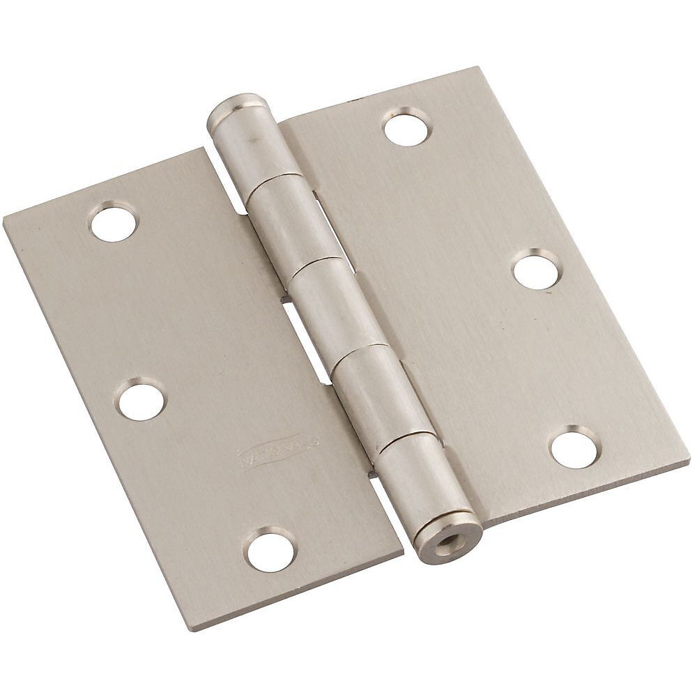 National N830-248  3-1/2" Square Corner Door Hinge - Satin Nickel (SPB512)