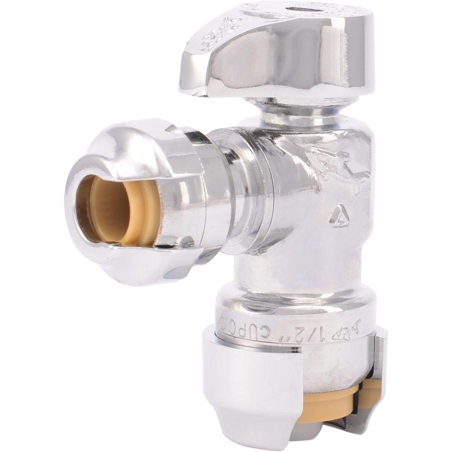 SharkBite 23048-0000LF  1/2" x 1/4" (3/8" OD) Push-to-Connect Brass  Angle Stop Quarter-Turn Valve