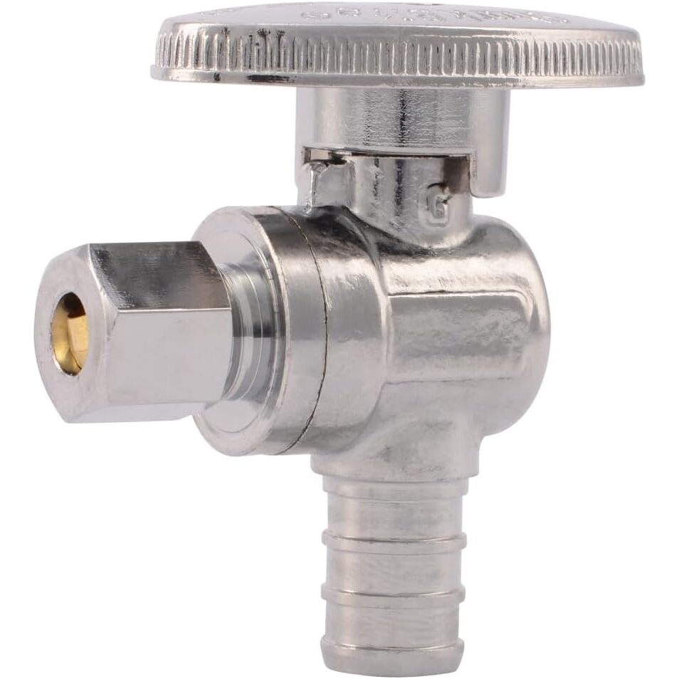 SharkBite 23056LF  1/2" Barb x 1/4" OD Compression Brass Quarter-Turn Angle Stop Valve