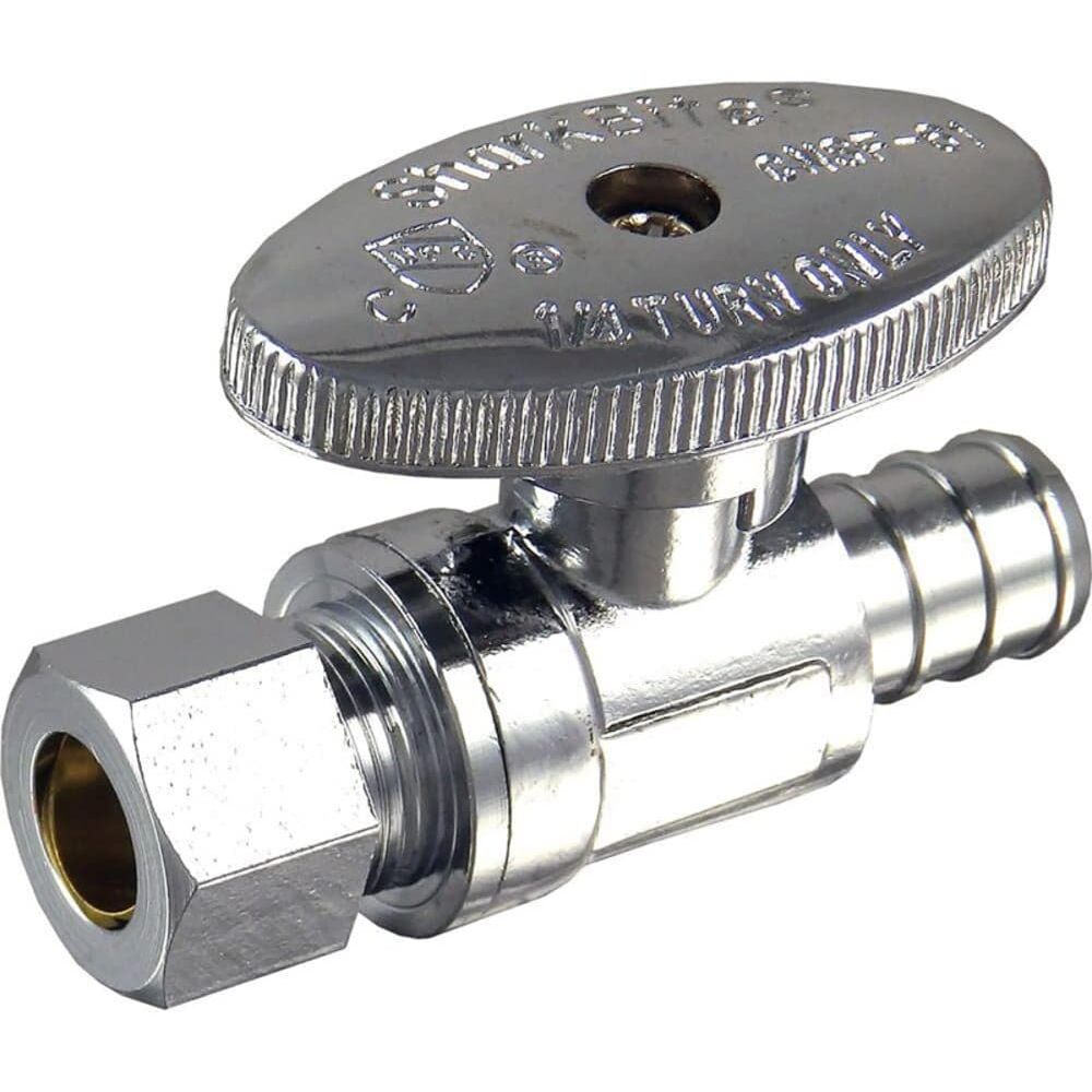 SharkBite 23057LF  1/2" Barb x 3/8" OD Compression Brass Quarter-Turn Straight Stop Valve