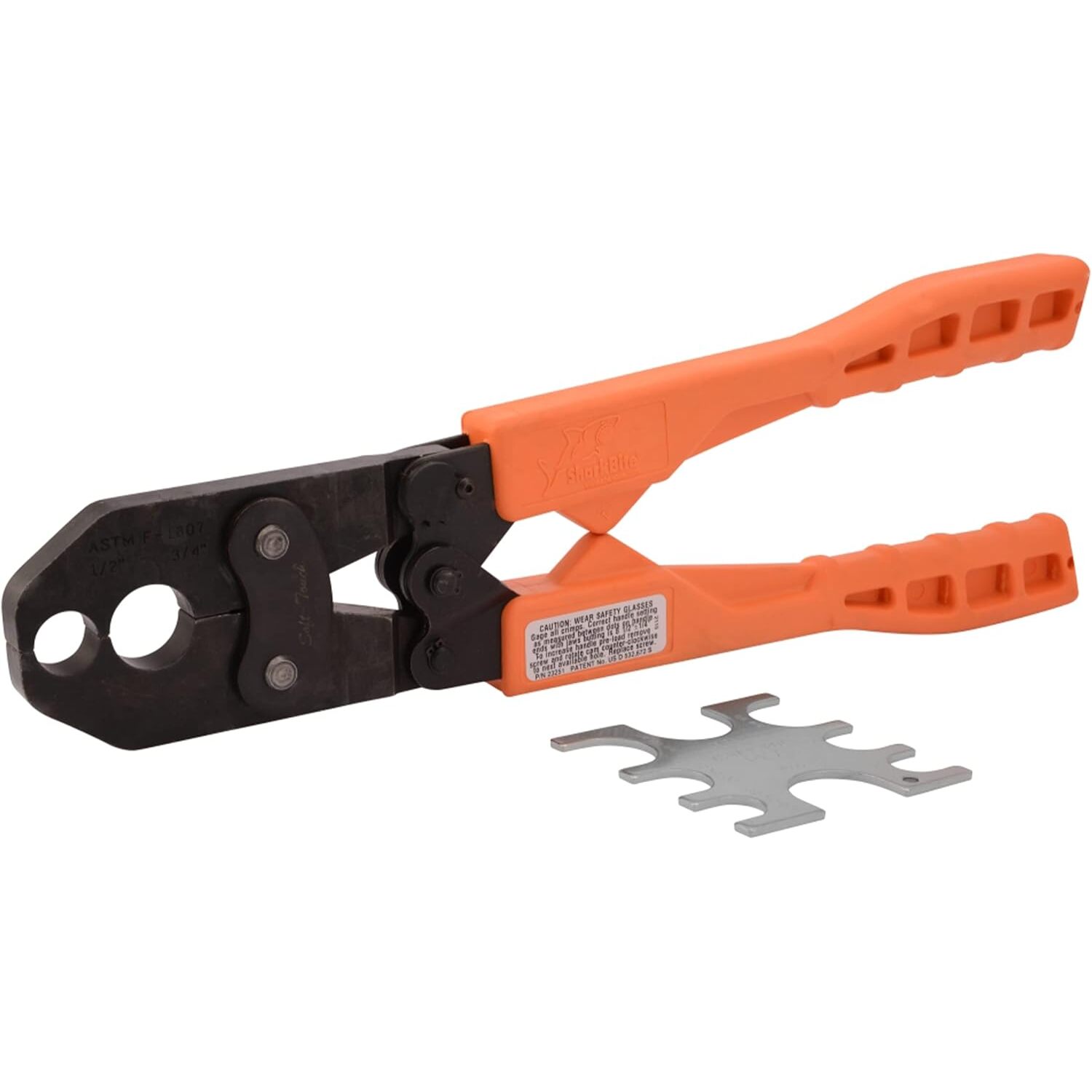SharkBite 23251 1/2" and 3/4" PEX Crimp Tool with Orange Handles