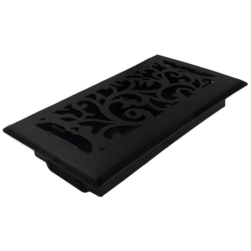 Sierra Grates FR08-410-0102 4" x 10" Cast Iron Black Floral Floor Register (FLR410-BLK) Sierra Grates FR08-410-0102 4" x 10" Cast Iron Black Floral Floor Register (FLR410-BLK)