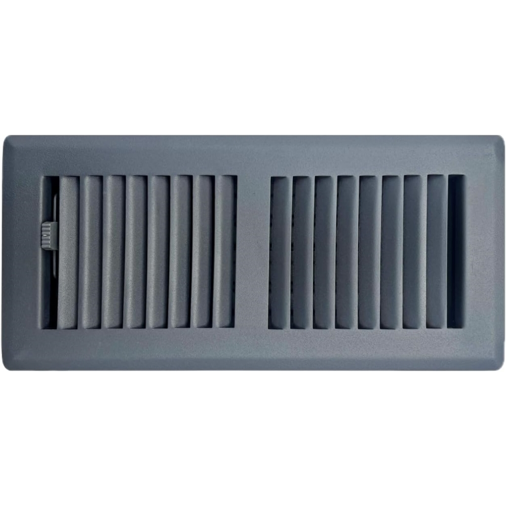 Sierra Grates TWF410-GRY  4" x 10" Steel 2 Way Louvered Design Floor Register Granite Grey