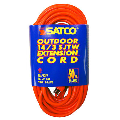 Satco 93-5009 50' Orange Medium Duty Outdoor Extention Cord (14-3 SJTW-3) Satco 93-5009 50' Orange Medium Duty Outdoor Extention Cord (14-3 SJTW-3)