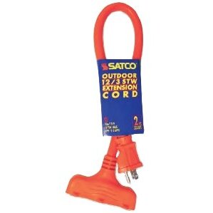 Satco 93-5030  2' Orange 3-Outlet Power Block Heavy Duty Outdoor Extention Cord (12-3 STW)