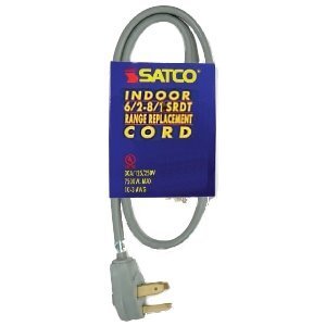 Satco 93-5032  3' Heavy Duty Replacement 3-Wire Range Cord (6-2 - 8-1 SRDT) Gray Flat