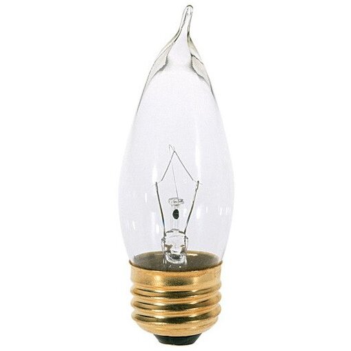 Satco S3764  25 Watt Turn Tip Medium Base Clear Decorative Light Bulbs - 2 per Card