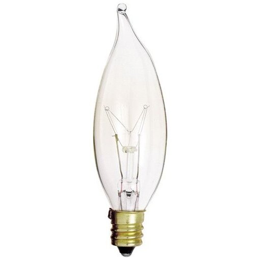Satco S3774  25 Watt Turn Tip Candle Base Clear Decorative Light Bulbs - 2 per Card