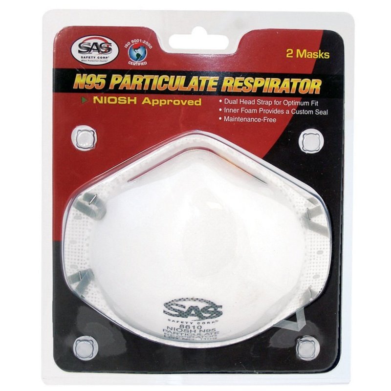 SAS Safety 8610-50 N95 Particulate Respirator, 2-Pack