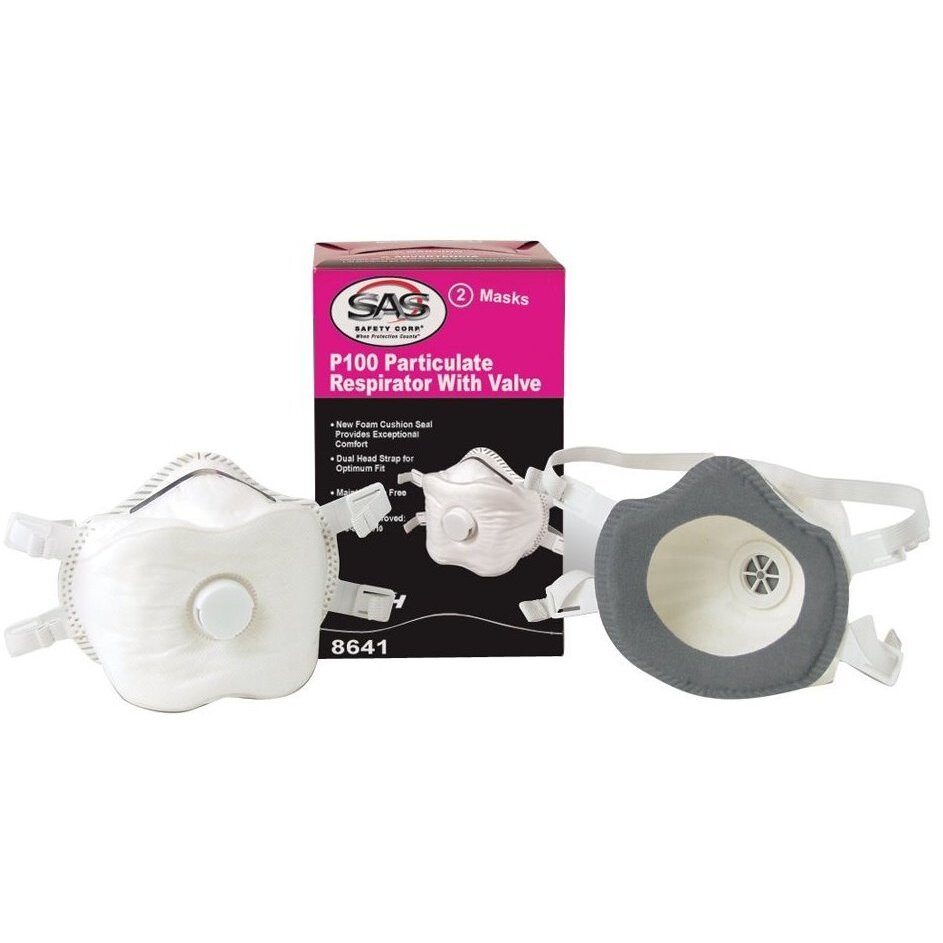 SAS Safety 8641 P100 Particulate Respirator with Exhalation Valve - 2 per Package SAS Safety 8641 P100 Particulate Respirator with Exhalation Valve - 2 per Package
