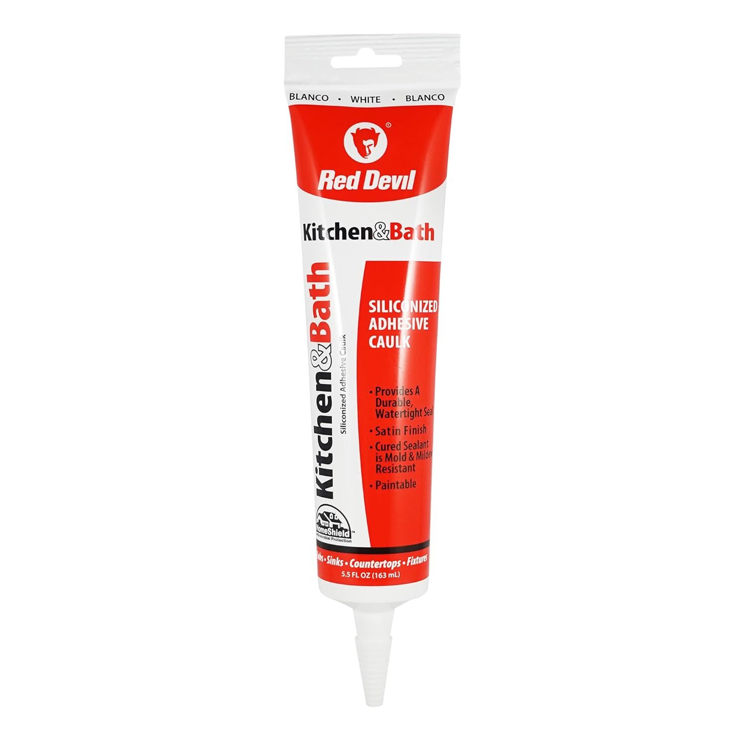 Red Devil 0405  Kitchen & Bath Siliconized Acrylic Caulk 5.5 FL. OZ. Squeeze Tube White