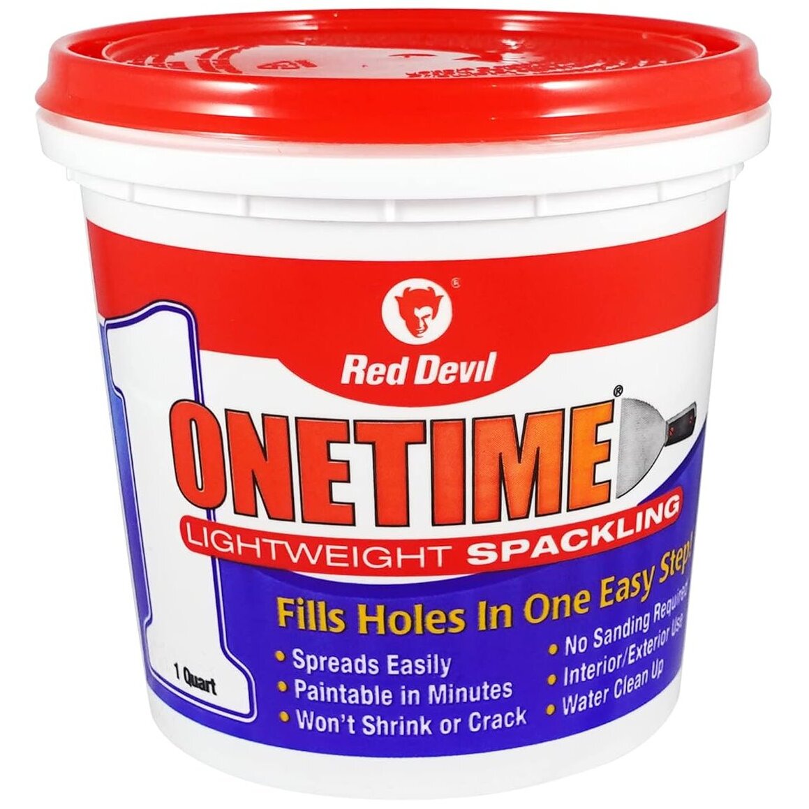 Red Devil 0544  Onetime Lightweight Spackling 1 Quart Tub