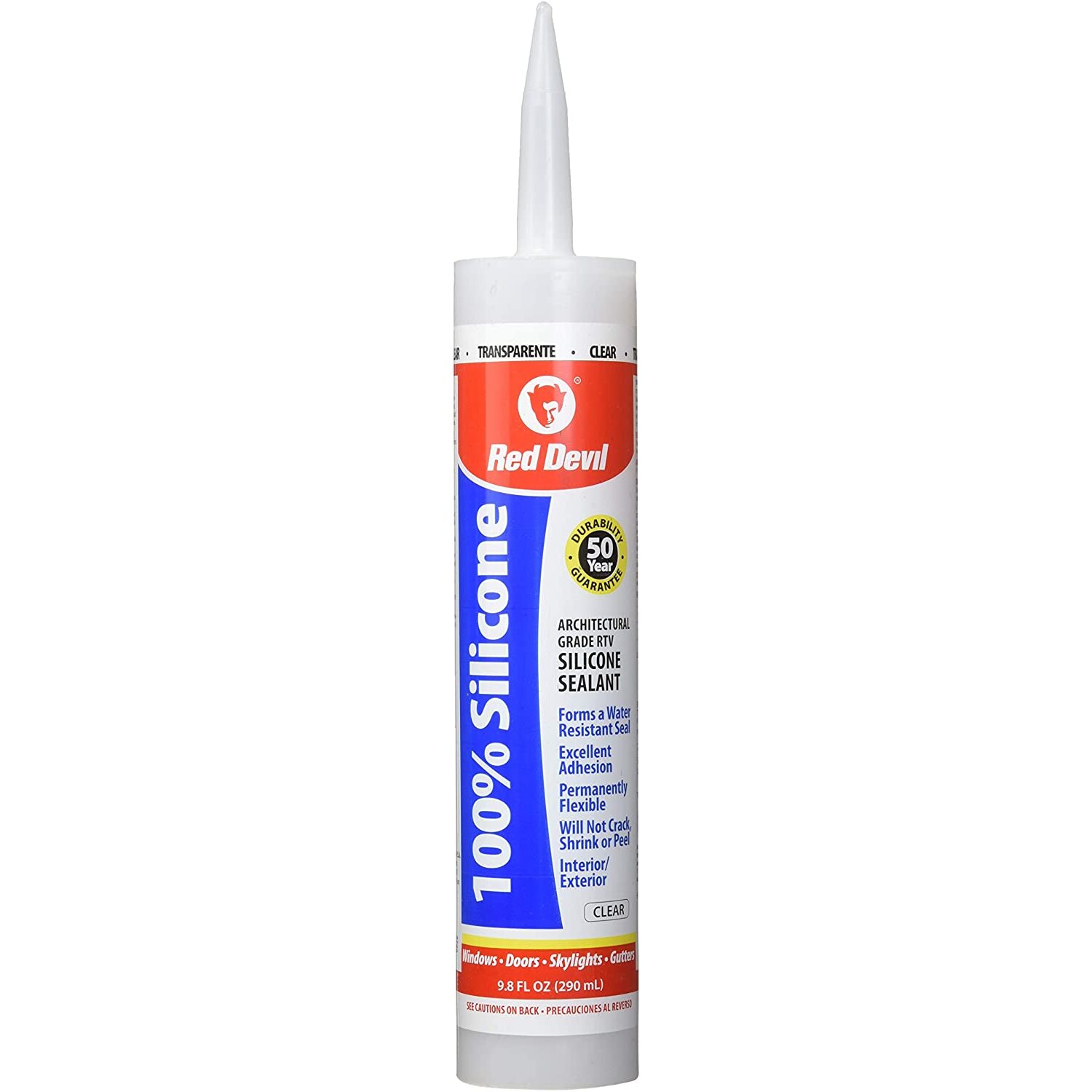 Red Devil 0826  100% Silicone Sealant 9.8 FL. OZ.Cartridge Clear