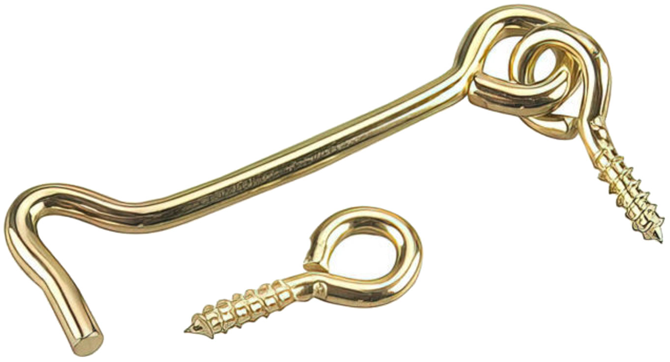 Richelieu 139BR 2-1/2" Gate Hook and Eye - Steel with Brass Finish - 2 per Package Richelieu 139BR 2-1/2" Gate Hook and Eye - Steel with Brass Finish - 2 per Package