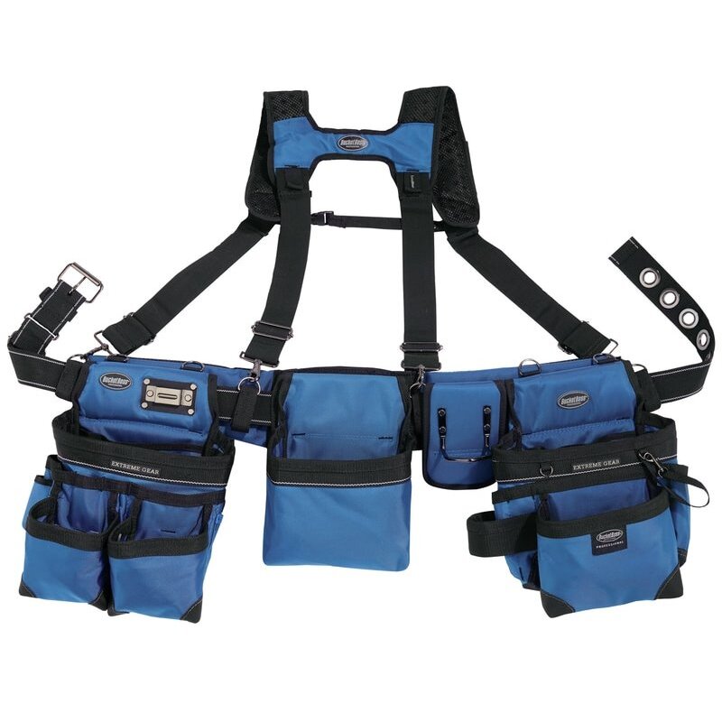 Bucket Boss 55185-RB  3 Bag Tool Belt Framer Rig  Royal Blue