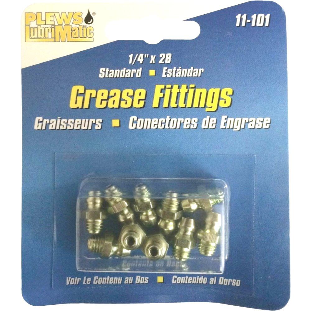 LubriMatic 11-101 1/4"-28 SAE Straight Short Grease Fittings - 10 per Package LubriMatic 11-101 1/4"-28 SAE Straight Short Grease Fittings - 10 per Package