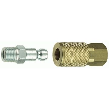 Tru-Flate 13-101  1/4" Tru-Flate Design ("T" Style) Air Line Quick Disconnect Coupler & Plug Set