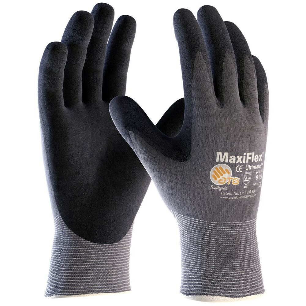 ATG 34-874T  MaxiFlex Ultimate - Nylon, Micro-Foam Nitrile Grip Gloves - Black/Gray  - Small