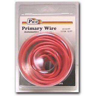 Pico 81121PT 12 AWG Red Primary Wire Copper Stranded Conductor with PVC Jacket 12' per Package Pico 81121PT 12 AWG Red Primary Wire Copper Stranded Conductor with PVC Jacket 12' per Package