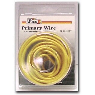 Pico 81122PT  12 AWG Yellow Primary Wire Copper Stranded Conductor with PVC Jacket  12' per Package