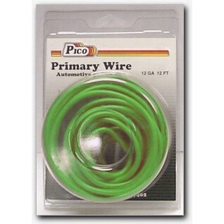 Pico 81124PT  12 AWG Green Primary Wire Copper Stranded Conductor with PVC Jacket  12' per Package
