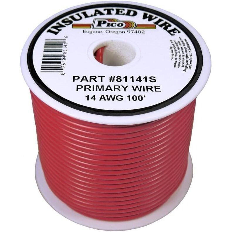 Pico 81141S  14 AWG Red Primary Wire Copper Stranded Conductor with PVC Jacket  100' per Spool