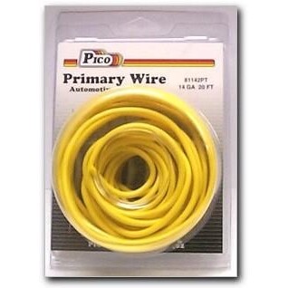 Pico 81142PT  14 AWG Yellow Primary Wire Copper Stranded Conductor with PVC Jacket  20' per Package