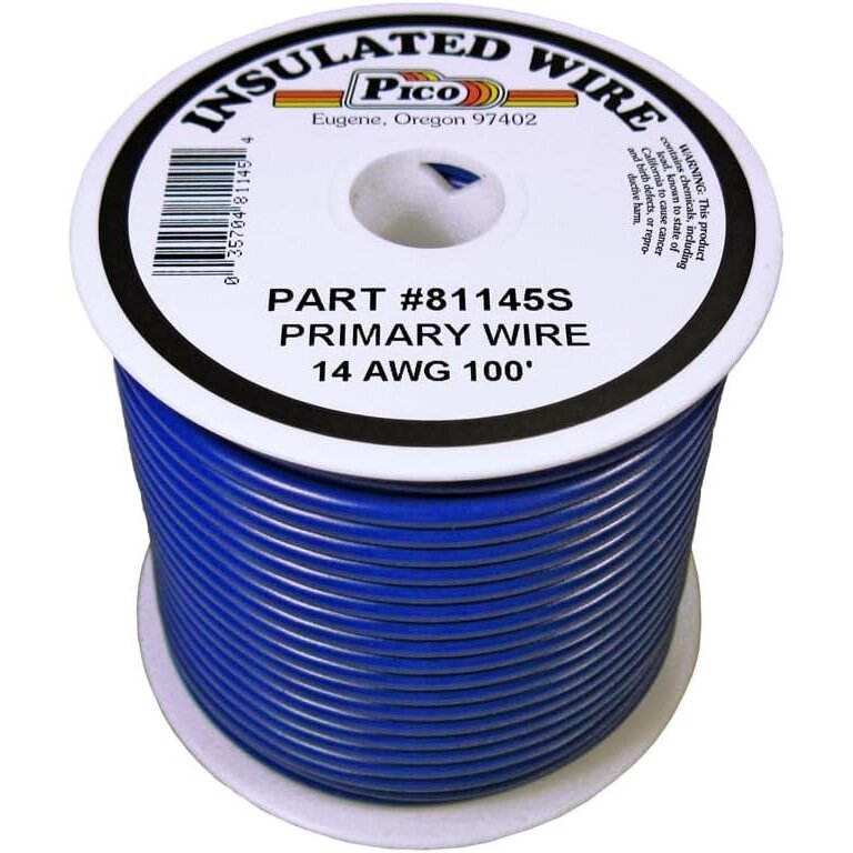 Pico 81145S  14 AWG Blue Primary Wire Copper Stranded Conductor with PVC Jacket  100' per Spool