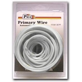 Pico 81147PT  14 AWG White Primary Wire Copper Stranded Conductor with PVC Jacket  20' per Package