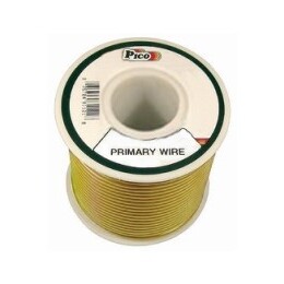 Pico 81202J  20 AWG Yellow Primary Wire Copper Stranded Conductor with PVC Jacket  50' per Junior Spool