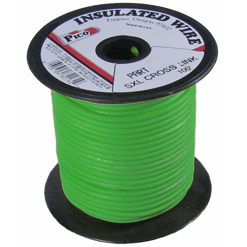 Pico 82124S  12 AWG Green SXL Cross-Linked Wire for Higher Heat Resistance 100' per Package
