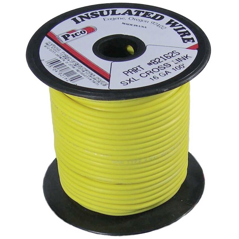 Pico 82162S  16 AWG Yellow SXL Cross-Linked Wire for Higher Heat Resistance 100' per Package