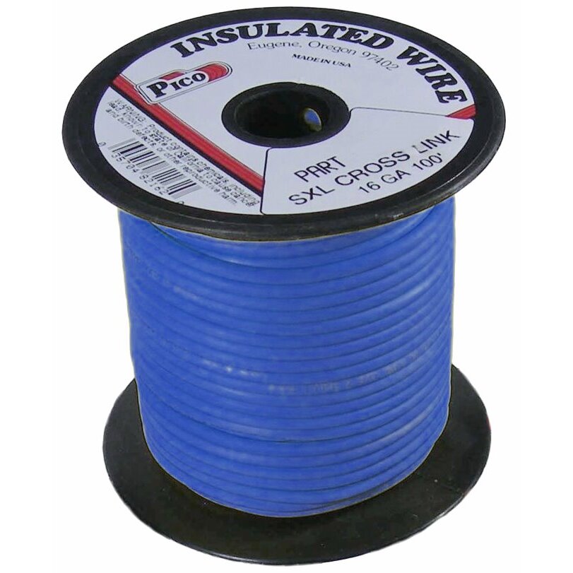Pico 82165S 16 AWG Blue SXL Cross-Linked Wire for Higher Heat Resistance 100' per Package Pico 82165S 16 AWG Blue SXL Cross-Linked Wire for Higher Heat Resistance 100' per Package