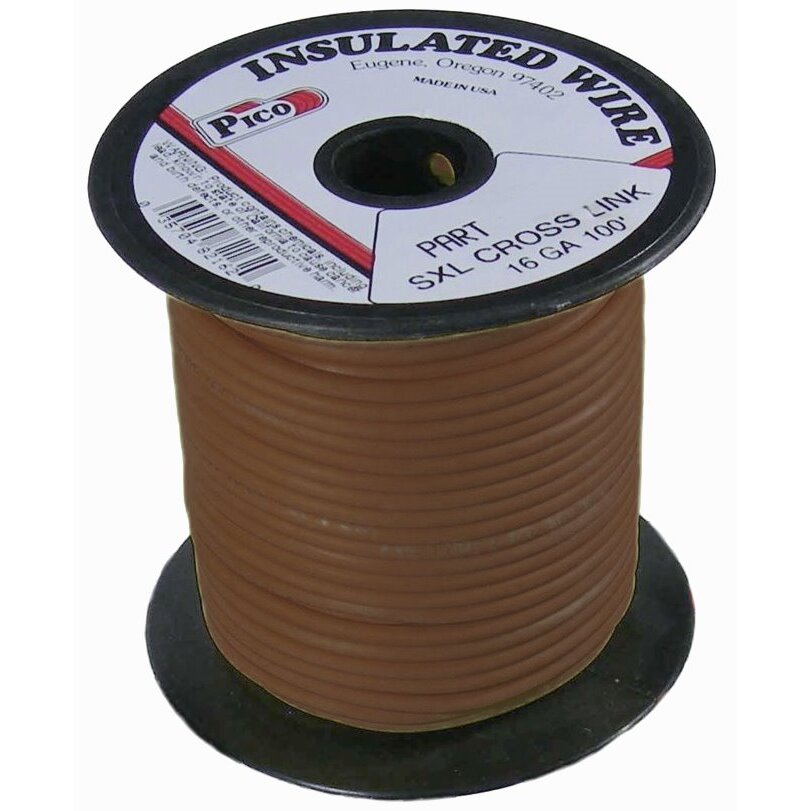Pico 82166S  16 AWG Brown SXL Cross-Linked Wire for Higher Heat Resistance 100' per Package