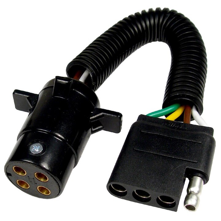 Pico 6570PT 4-Way Round Male Trailer Connection to 4-Way Flat Female Trailer Connection Adapter Pico 6570PT 4-Way Round Male Trailer Connection to 4-Way Flat Female Trailer Connection Adapter