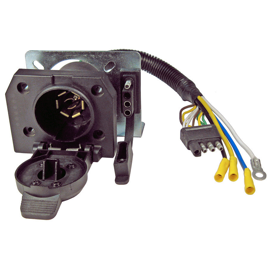 Pico 6574PT  4-Way Flat to Both 7-Way  RV Blade and 4-Way Flat Female Trailer Connector Adapter