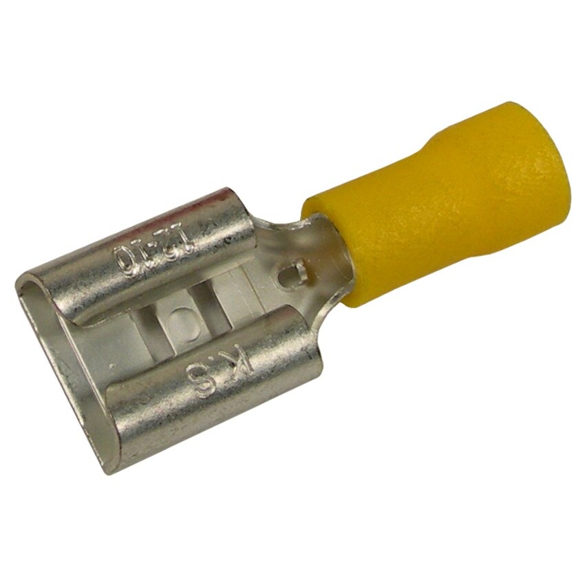 Pico 3157C  12-10 AWG(Yellow) Electrical Wiring Flared Vinyl Insulated 0.375" Tab Female Quick Connect for Volkswagon 25 Per Package