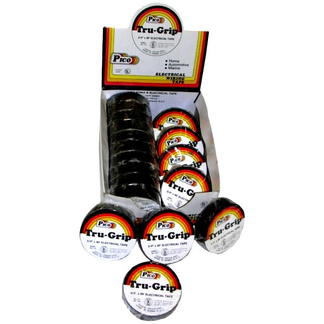 Pico 3460C 3/4" x 60' Black Tru-Grip All Weather Vinyl Electrical Wiring Tape 20 Rolls per Box Pico 3460C 3/4" x 60' Black Tru-Grip All Weather Vinyl Electrical Wiring Tape 20 Rolls per Box