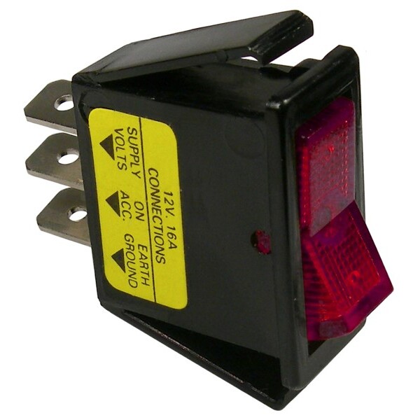 Pico 5530PT  12 Volt 16 amp On-Off Red Illuminated Rocker Switch Flush Mount 1 per Package