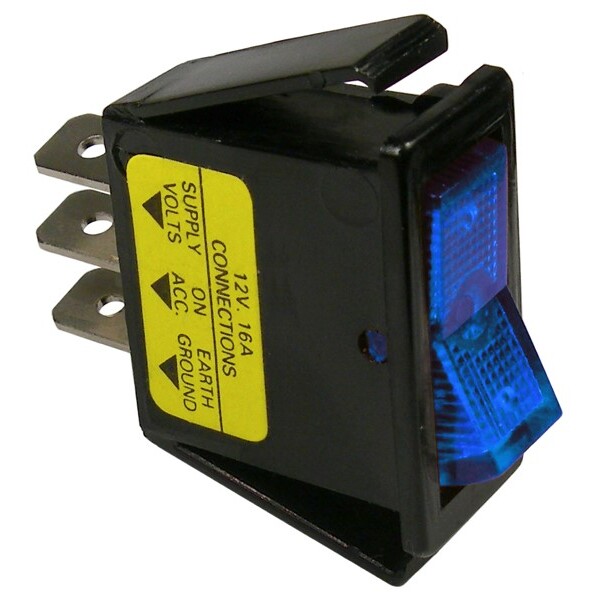 Pico 5532A  12 Volt 16 amp On-Off Blue Illuminated Rocker Switch Flush Mount 25 per Package
