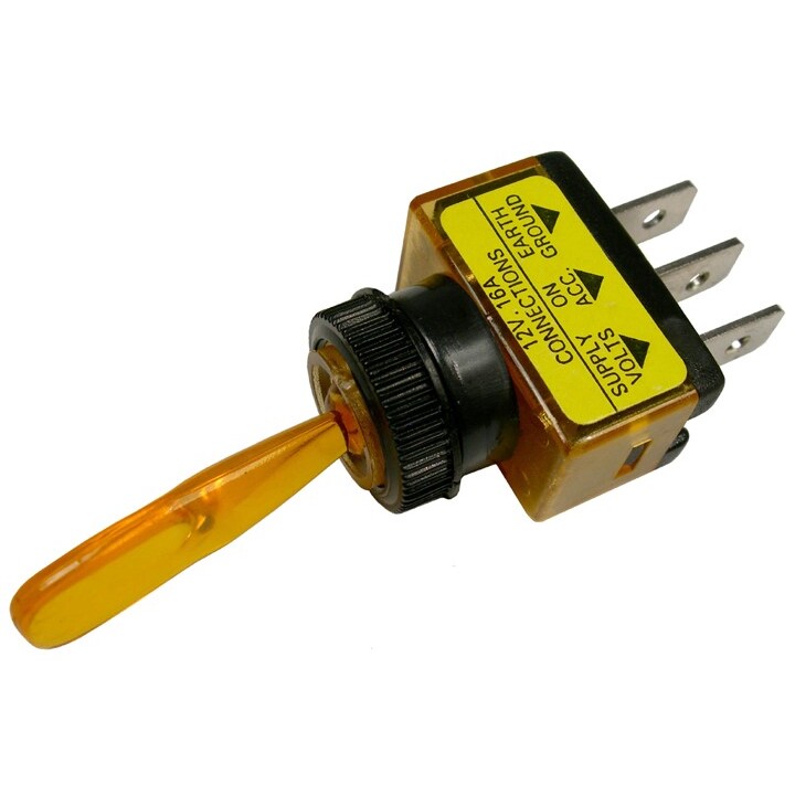 Pico 5538PT  12 Volt 16 Amp On-Off Toggle Switch 1" Amber Illuminated Handle SPST 1 per Package