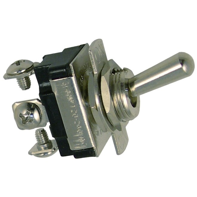 Pico 5546PT 6 or 12 Volt On-Off-On Toggle Switch 5/8" Metal Bat Handle SPDT 1 per Package Pico 5546PT 6 or 12 Volt On-Off-On Toggle Switch 5/8" Metal Bat Handle SPDT 1 per Package