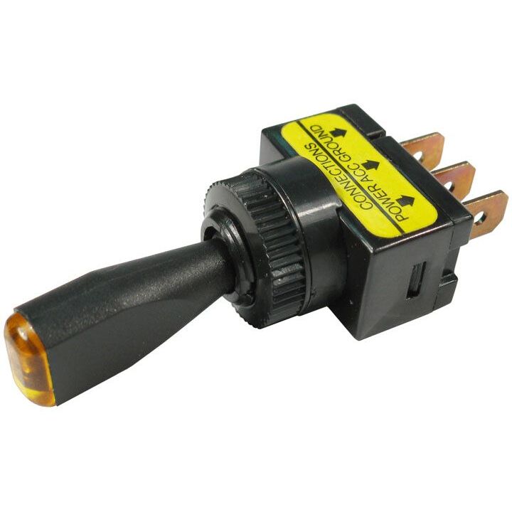 Pico 5562PT  12 Volt 10 Amp On-Off Toggle Switch 1" Amber LED Illuminated Tip Handle SPST