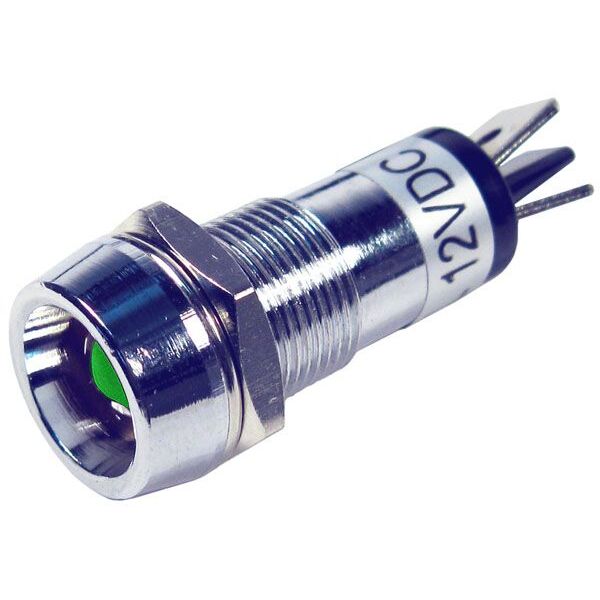 Pico 5567A  12-Volt 15 Amp Green Illuminated Chrome Plated Indicater Light  for 1/2" Mounting Hole 25 per Package