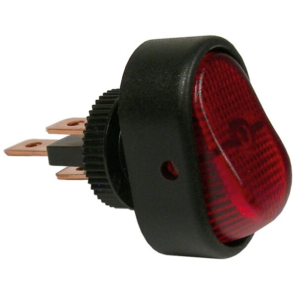 Pico 5580PT  12 Volt 25 Amp On-Off Red Illuminated Oval Rocker Switch SPST