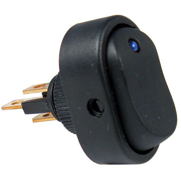 Pico 5585A 12 Volt 25 Amp On-Off Blue LED Dot Illuminated Oval Rocker Switch SPST 25 per Package Pico 5585A 12 Volt 25 Amp On-Off Blue LED Dot Illuminated Oval Rocker Switch SPST 25 per Package